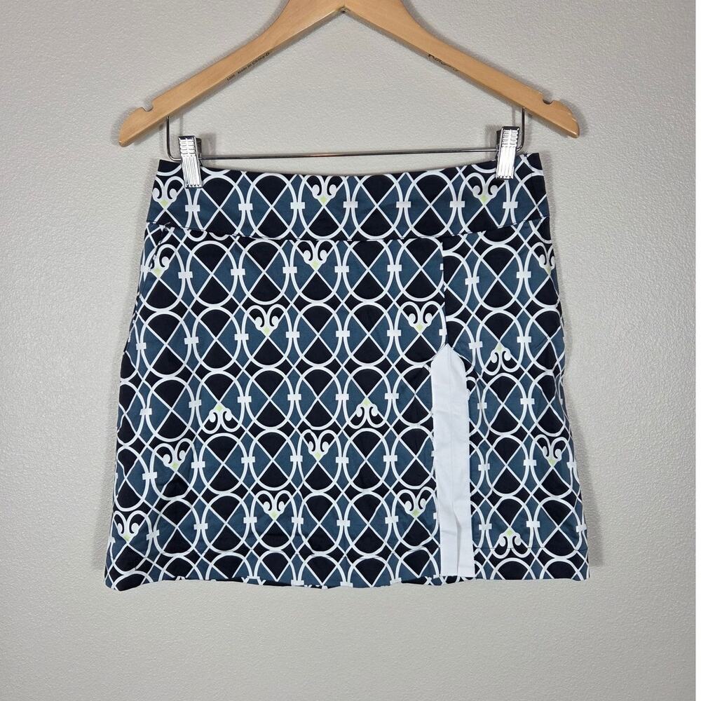 Lija Woman's Blue Black & White Abstract Golf Pickleball Tennis Skort Size 6
